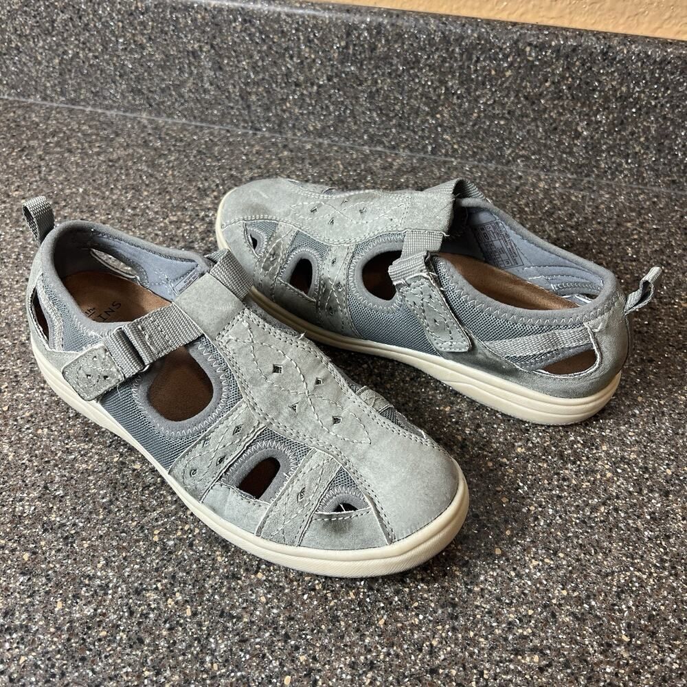 Earth Origins Womens 7 M Flats Comfort Casual Gray Fisherman Suede Slip On Shoes